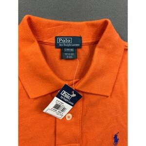 Polo Ralph Lauren Boys Orange Short Sleeve Mesh Polo Shirt Size L 14-16 NWT